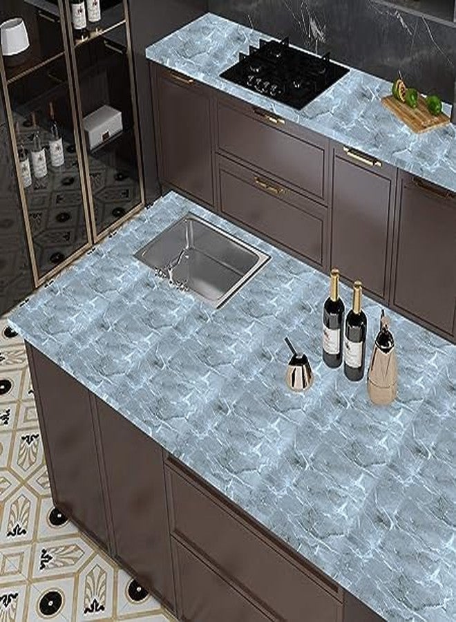 ICHHA HOUSE ورق جدران فينيل رخامي ذاتي اللصق وقابل للإزالة من إيشا هاوس، ورق جدران للمطبخ، ملصقات جدران الحمام من مادة PVC، ورق جدران للثلاجة، سطح الطاولة، الجدران، الأرضيات، المنزل والمطبخ (60 طول × 200 عرض، رمادي) - Image 2